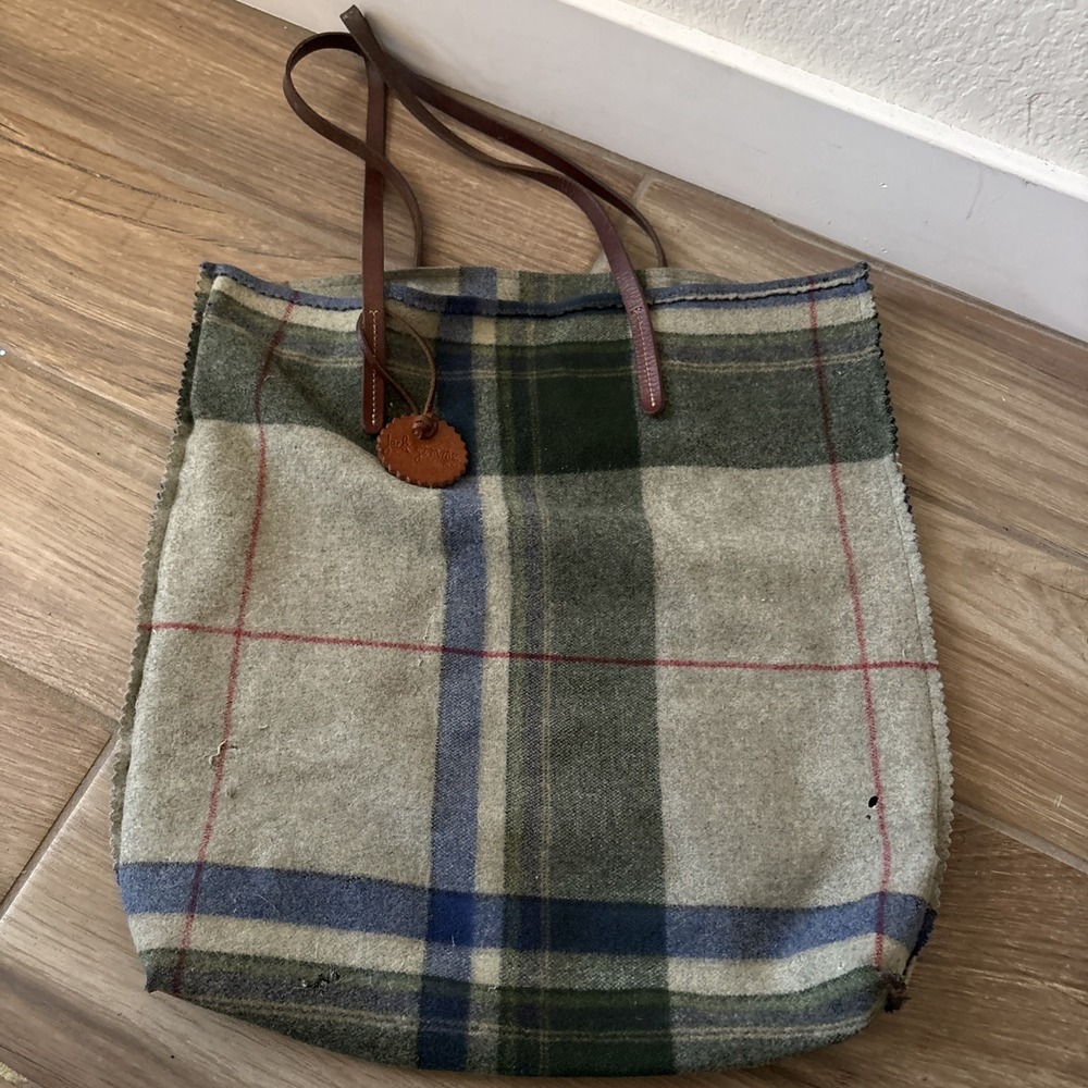 jack gomme Tote Bags Blue Green Gray (Check Pattern) See Notes